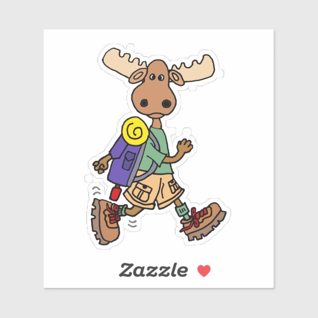Pegatina Personalizado Cute Moose Hiker (Hoja)