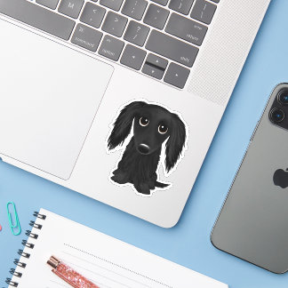 Pegatina Personalizado Dachshund negro de pelo largo