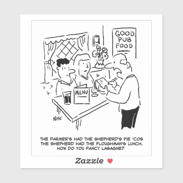 Pegatina Personalizado de almuerzo de pub campestre. (Hoja)