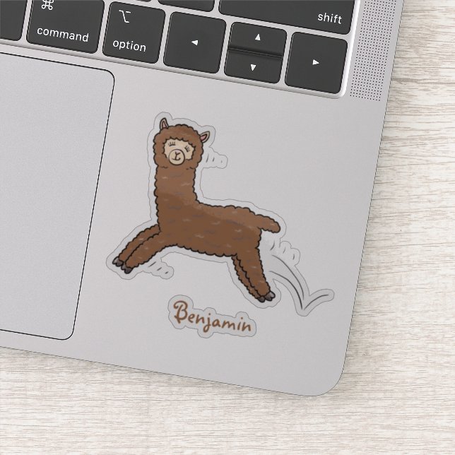 Pegatina Personalizado de alpaca marrón feliz (Detalle)