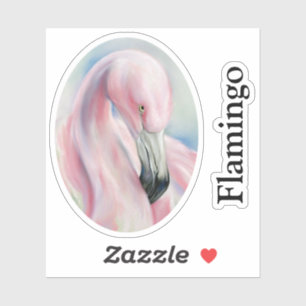 Pegatina Personalizado de arte rosa Flamingo Pastel Textos