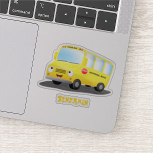 Pegatina Personalizado de autobús escolar alegre y amarillo