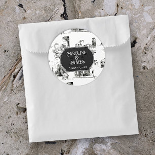 Pegatina personalizado de Boda de toile de Boston 