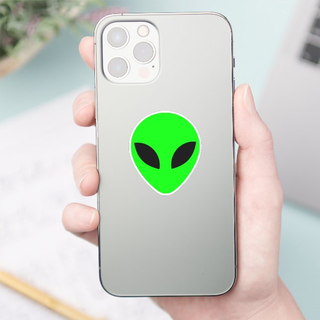 Pegatina Personalizado de cabeza verde alienígena-Pegatina  (Teléfono)