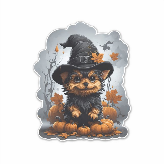 Pegatina Personalizado de cachorros de Yorkshire con calaba (Anverso)