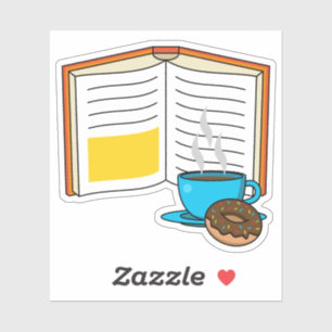 Pegatina Personalizado de Café y Donut para Libros