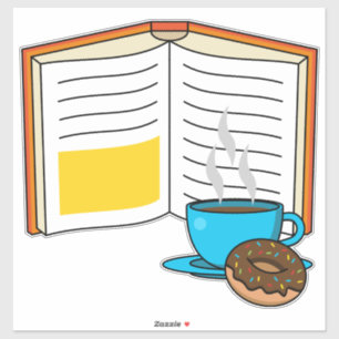 Pegatina Personalizado de Café y Donut para Libros