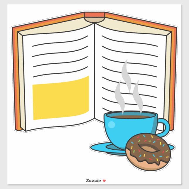 Pegatina Personalizado de Café y Donut para Libros (Hoja)