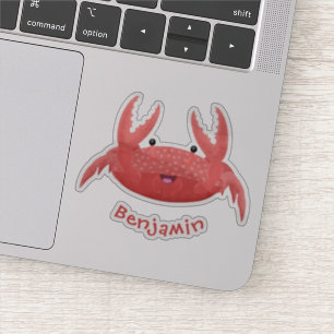 Pegatina Personalizado de cangrejo rojo lindo ilustracion