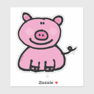 Pegatina personalizado de cerdo rosa lindo