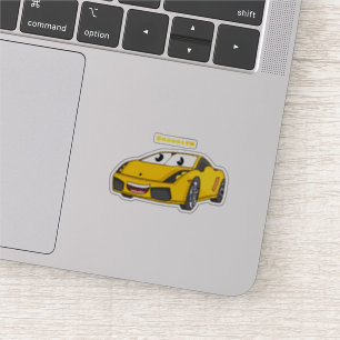 Pegatina Personalizado de coche deportivo amarillo alegre