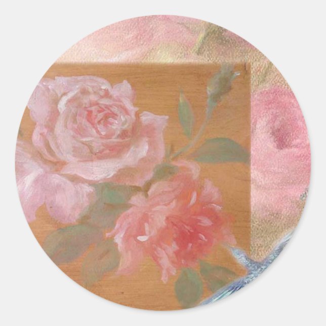 pegatina personalizado de colibríes-rosas ilustrad (Anverso)