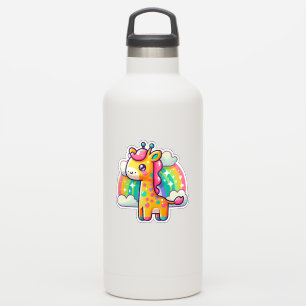 Pegatina Personalizado de color dulce Giraffe fondo arcoiri