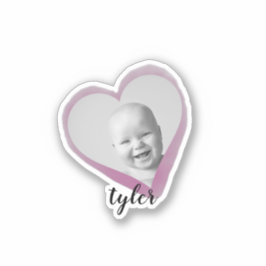 Pegatina Personalizado de corazón rosado Nombre de foto acu