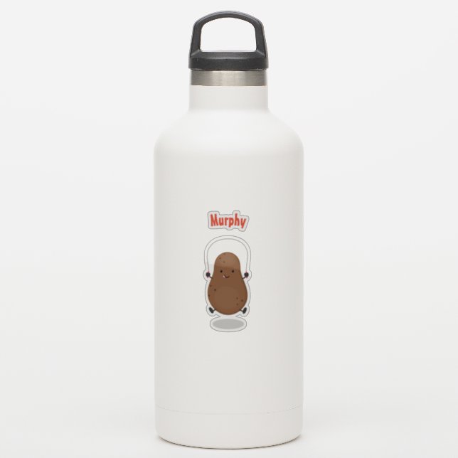Pegatina Personalizado de cuerda de saltar de patata feliz (Botella de agua)