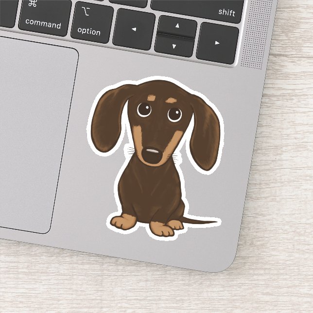 Pegatina Personalizado de Dachshund Chocolate Cute Shorthal (Detalle)