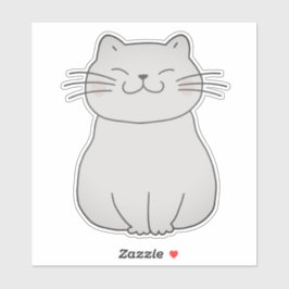 Pegatina Personalizado de dibujo de gato blanco sonriente