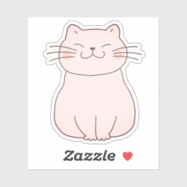 Pegatina Personalizado de dibujo de gato rosa y sonriente