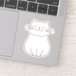 Pegatina Personalizado de dibujo de gato rosa y sonriente