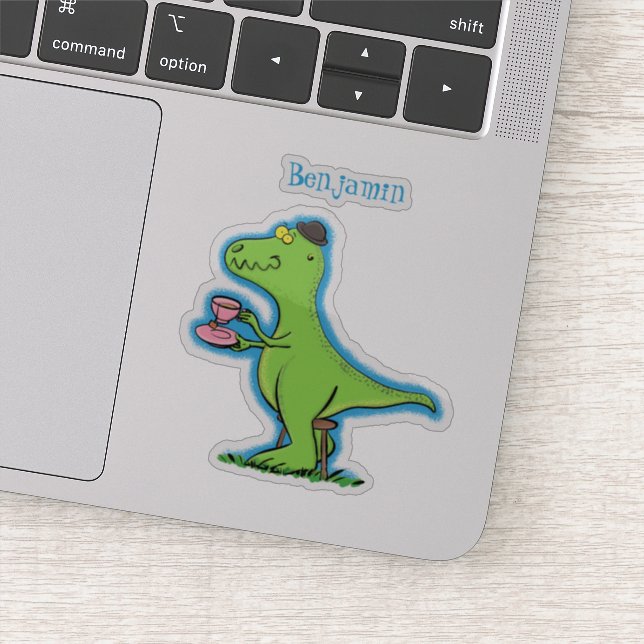 Pegatina Personalizado de dinosaurios de color verde gracio (Detalle)