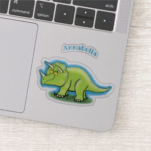 Pegatina Personalizado de dinosaurios de triceratops verde 