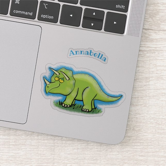 Pegatina Personalizado de dinosaurios de triceratops verde  (Detalle)