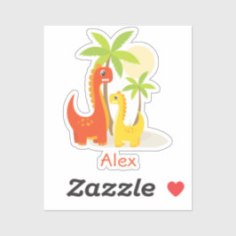 Pegatina personalizado de dinosaurios rojos para r