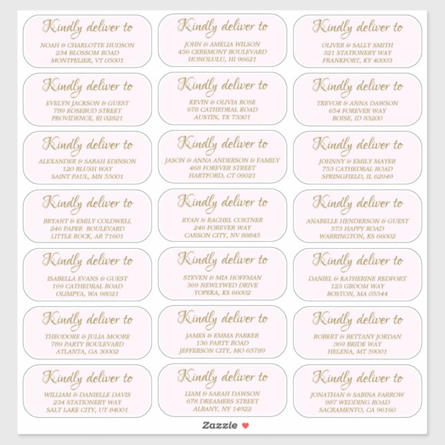 Pegatina Personalizado de dirección de invitado de boda Peg (Hoja)