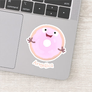 Pegatina Personalizado de donut rosa alegre y brillante