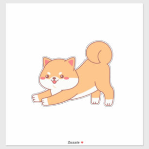 Pegatina personalizado de estiramiento shiba inu