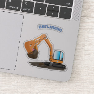 Pegatina Personalizado de excavadora de naranja cúpula