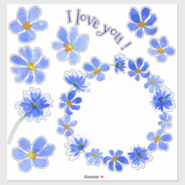 Pegatina Personalizado de flores de color de agua Minimalis