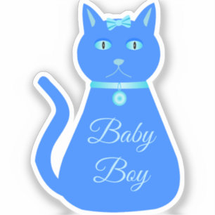 Pegatina Personalizado de gato de niño pequeño azul
