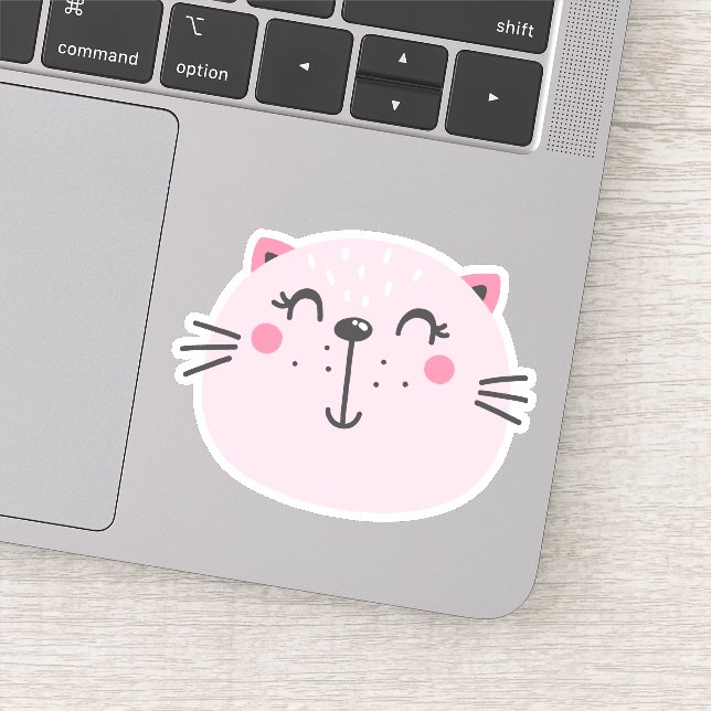 Pegatina Personalizado de gato rosado (Detalle)