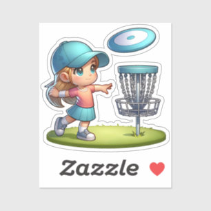 Pegatina Personalizado de golf Cute Little Girl Disk