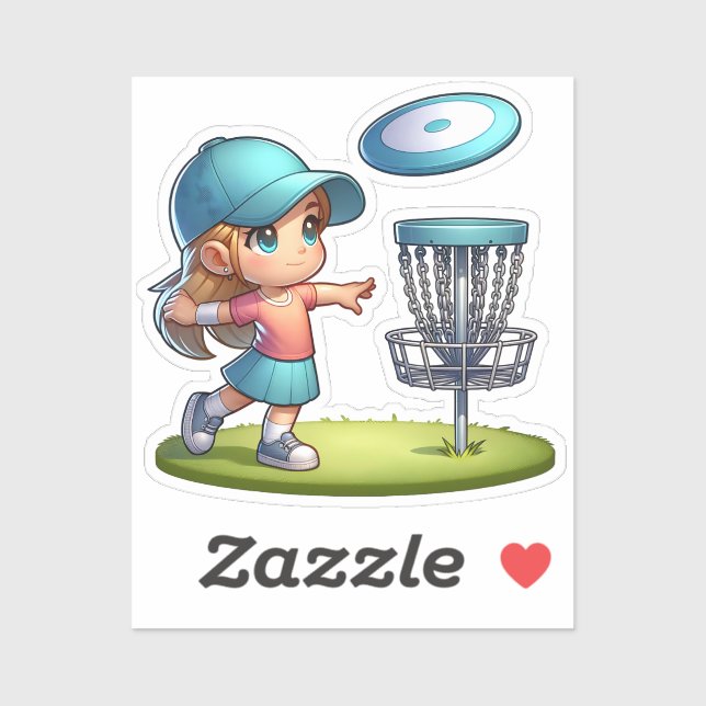 Pegatina Personalizado de golf Cute Little Girl Disk (Hoja)