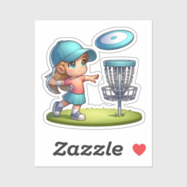 Pegatina Personalizado de golf Cute Little Girl Disk