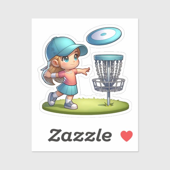 Pegatina Personalizado de golf Cute Little Girl Disk (Hoja)