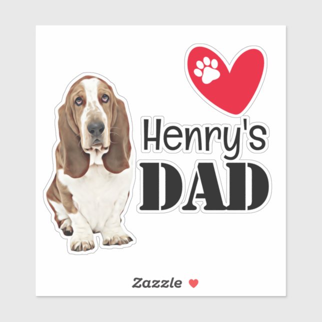 Pegatina personalizado de Hound Dad (Hoja)