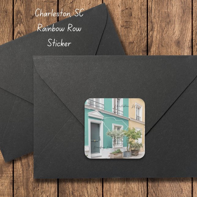 Pegatina personalizado de la fila del arcoiris de  (Dress up your packages and envelopes with these colorful Raibow Row Charleston, SC stickers!)