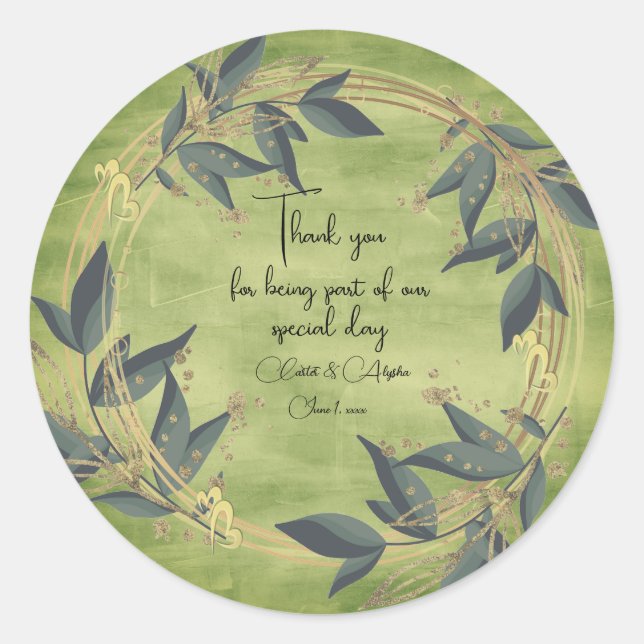 Pegatina personalizado de la guirnalda oleosa boda (Anverso)