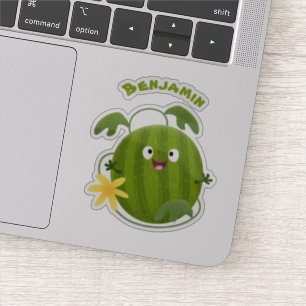Pegatina Personalizado de la sandía sonriente alegre