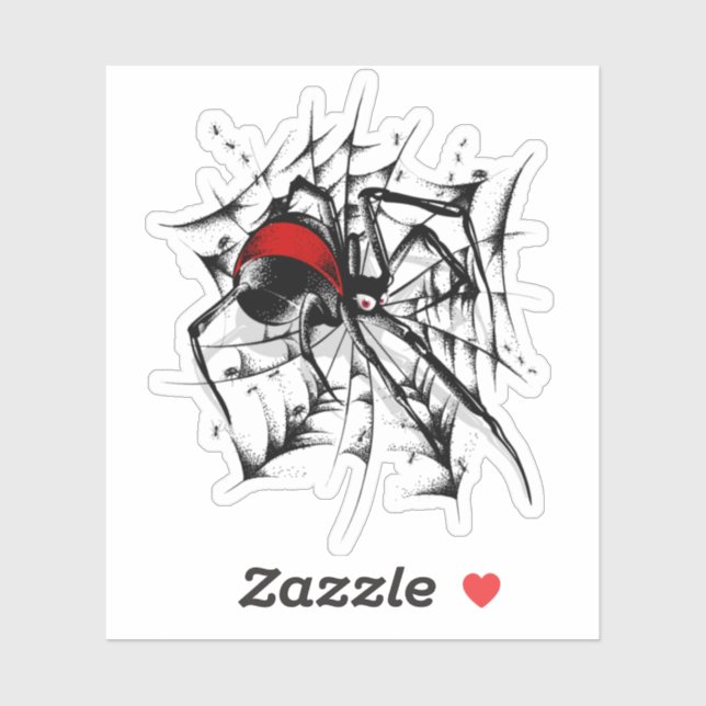 Pegatina Personalizado de la telaraña de la espalda roja Pe (Hoja)