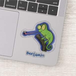 Pegatina Personalizado de lagarto de camaleón verde lindo