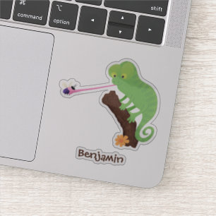 Pegatina Personalizado de lagarto de camaleón verde lindo