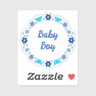 Pegatina Personalizado de mariposas y flores Blue Baby Boy
