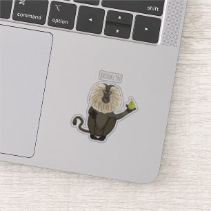 Pegatina Personalizado de mono de burro con cola de león di