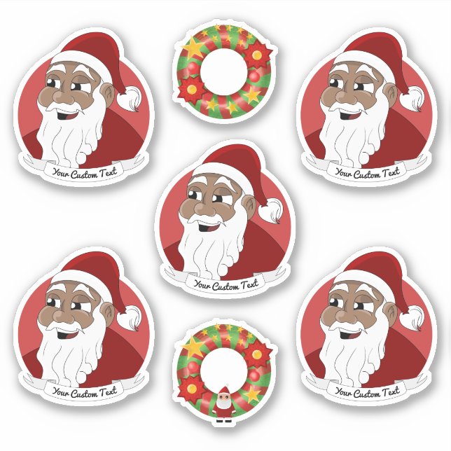 Pegatina Personalizado de Navidades de Papá Noel negro (Anverso)