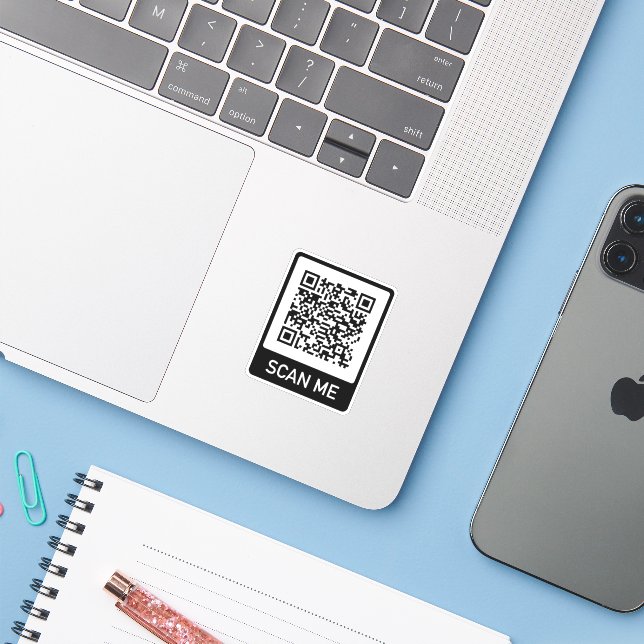 Pegatina Personalizado de negocio de código QR (Ordenado portátil  con iPhone)