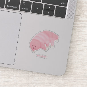 Pegatina Personalizado de oso de agua tardígrado rosa y sua
